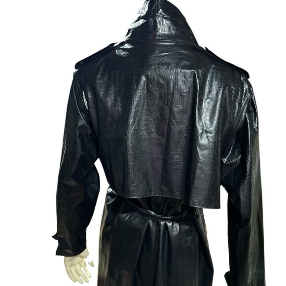 Wippette Ken Sporn Vintage Vinyl Croc Embossed Print Double Breasted Trench Coat - Picture 4 of 13